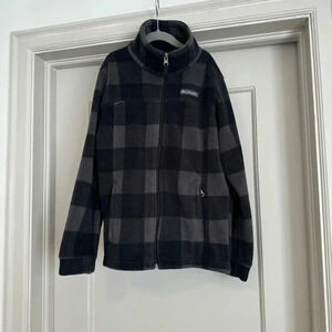 Kids Columbia black and gray check fleece size M